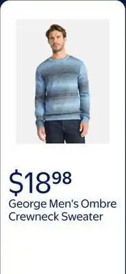 Walmart George Men's and Big Men's Ombre Crewneck Sweater, Midweight offer