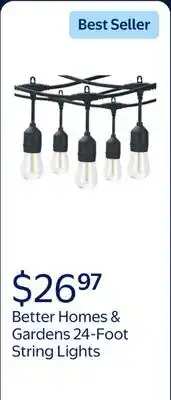 Walmart Better Homes & Gardens 24-Foot Outdoor Commercial String Lights offer