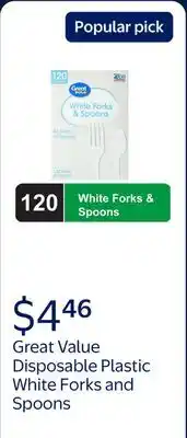 Walmart Great Value Disposable Plastic White Forks and Spoons offer