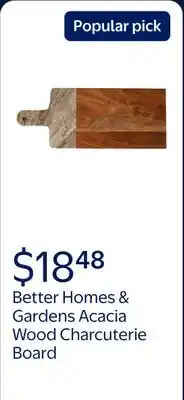 Walmart Better Homes & Gardens Natural Acacia Wood and Marble Charcuterie Board, One Size offer