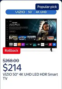 Walmart VIZIO 50 Class 4K UHD LED HDR Smart TV (V4K50M-08) offer