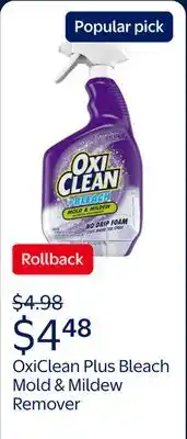 Walmart OxiClean Plus Bleach, No Drip Foam, Mold & Mildew Bathroom Stain Remover offer