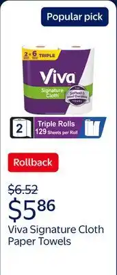 Walmart Viva Signature Cloth Paper Towels, 2 Triple Rolls offer