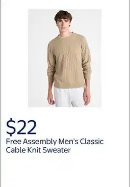 Walmart Free Assembly Men's Classic Cable Knit Sweater offer