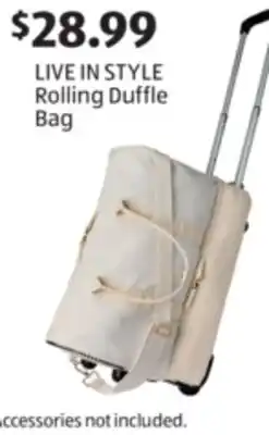 Aldi LIVE IN STYLE Rolling Duffle Bag offer
