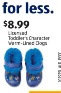 Aldi Licensed Toddler's Character Warm-Lined Clogs offer