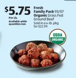 Aldi Fresh Family Organic Grass Fed Ground Beef offer