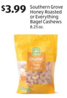 Aldi Southern Grove Honey Roasted or Everything Bagel Cashews offer