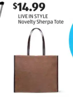 Aldi LIVE IN STYLE Novelty Sherpa Tote offer