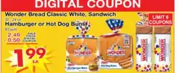 Superior Grocers Wonder Bread Classic White, Sandwich 20 - 24 oz., Hamburger or Hot Dog Buns 8 Count offer