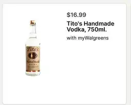 Walgreens Tito's Handmade Vodka, 750ml offer