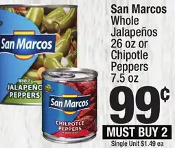 Super King Markets San Marcos Whole Jalapeños 26 oz or Chipotle Peppers 7.5 oz offer