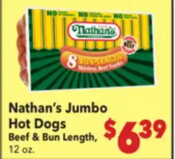 Vallarta Supermarkets Nathan's Jumbo Hot Dogs offer