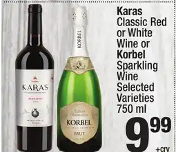 Super King Markets Karas Classic Red or White Wine or Korbel Sparkling Wine offer