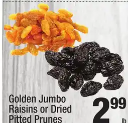 Super King Markets Golden Jumbo Raisins or Dried Pitted Prunes offer