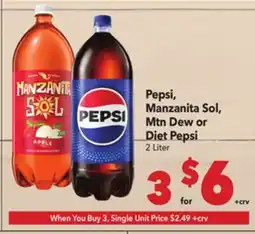 Vallarta Supermarkets Pepsi, Manzanita Sol, Mtn Dew or Diet Pepsi offer