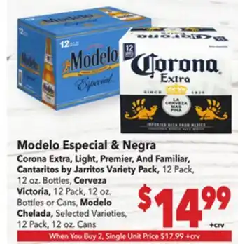 Vallarta Supermarkets Modelo Especial & Negra Corona offer