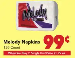 Vallarta Supermarkets Melody Napkins offer