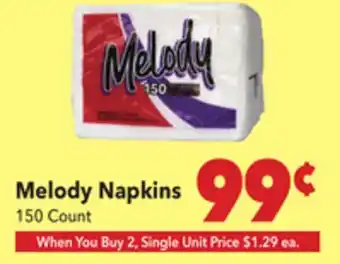 Vallarta Supermarkets Melody Napkins offer