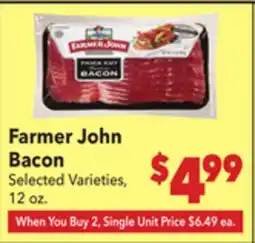 Vallarta Supermarkets Farmer John Bacon offer