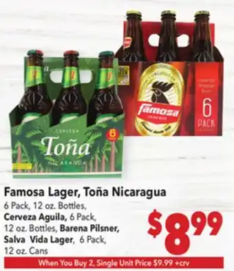 Vallarta Supermarkets Famosa Lager, Toña Nicaragua offer
