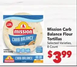 Vallarta Supermarkets Mission Carb Balance Flour Tortillas offer