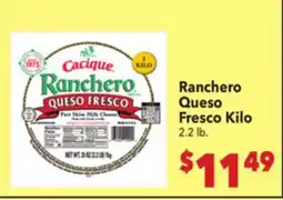 Vallarta Supermarkets Cacique Ranchero Queso Fresco Kilo offer