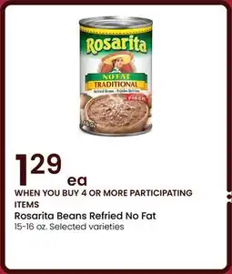 Albertsons Rosarita Beans Refried No Fat offer