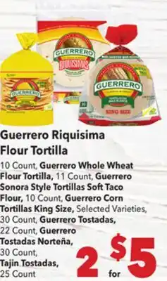 Vallarta Supermarkets Guerrero Riquisima Flour Tortilla offer