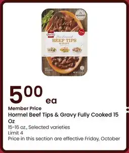 Albertsons Hormel Beef Tips & Gravy Fully Cooked 15 Oz offer