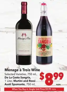 Vallarta Supermarkets Menage à Trois Wine offer