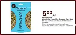 Albertsons Wonderful Pistachios Roasted Light Salt offer