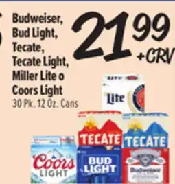 El Super Budweiser, Bud Light, Tecate, Tecate Light, Miller Lite o Coors Light offer