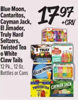 El Super Blue Moon, Cantaritos, Cayman Jack, El Jimador, Truly Hard Seltzers, Twisted Tea o White Claw Tails offer