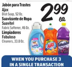 El Super Ajax Dish Soap, 52 Oz., Suavitel Fabric Softener, 46 Oz., Fabuloso Cleaners, 33.8 Oz offer