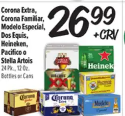 El Super Corona Extra, Corona Familiar, Modelo Especial, Dos Equis, Heineken, Pacifico o Stella Artois offer