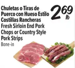El Super Fresh Sirloin End Pork Chops or Country Style Pork Strips offer