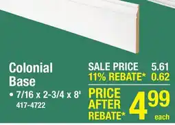 Menards Colonial Base offer