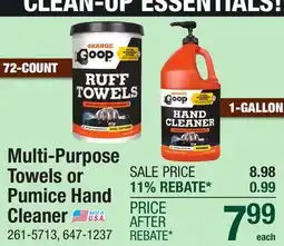 Menards Multi-Purpose Towels or Pumice Hand Cleaner offer