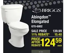 Menards Briggs Abingdon 2-Piece White Standard Height Elongated Toilet offer