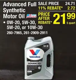 Menards Advanced Full Synthetic Motor Oil offer
