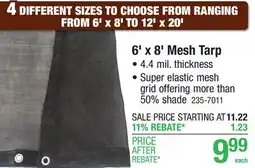 Menards 6' x 8' Mesh Tarp offer