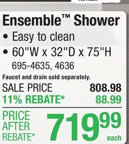 Menards Ensemble Shower offer