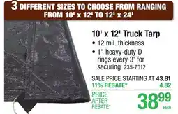 Menards Yardworks 10' x 12' Truck Tarp offer