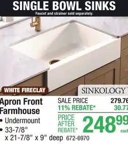 Menards Apron Front Farmhouse Single Bowl Sinks offer