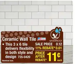 Menards Ceramic Wall Tile offer