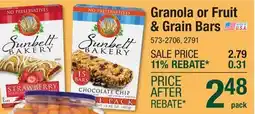 Menards Granola or Fruit & Grain Bars offer