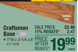 Menards Mastercraft 7/16 x 3-1/4 x 8' Prefinished Golden Oak Craftsman Base Moulding MB20 offer