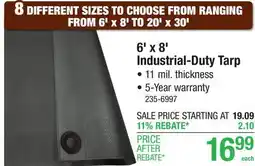Menards 6' x 8' Industrial-Duty Tarp offer