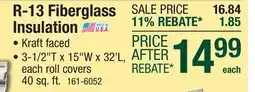 Menards R-13 Fiberglass Insulation offer